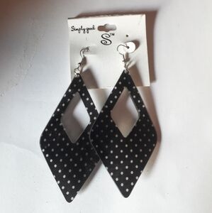 Black and White Geometric Drop Earrings